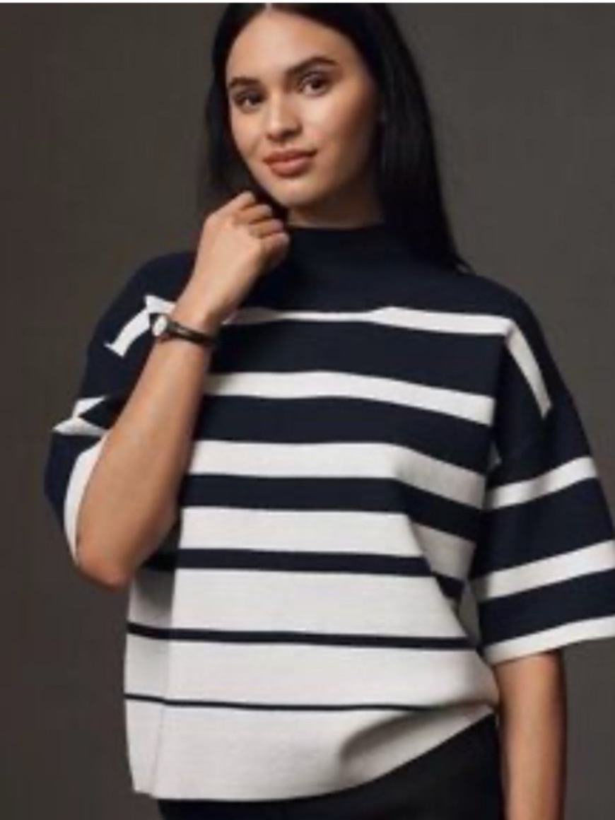 Nwt Anthropologie Maeve The Carys Mock-Neck Sweater Soft Cozy Short-Sleeve, Xl